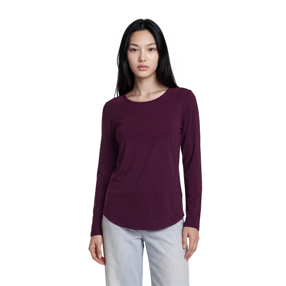Lilly Pulitzer Luxletic Top Womens Size Medium Plum Purple Long Sleeve Crew Neck